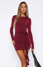 European And American Style New Solid Color Long Sleeve Dress