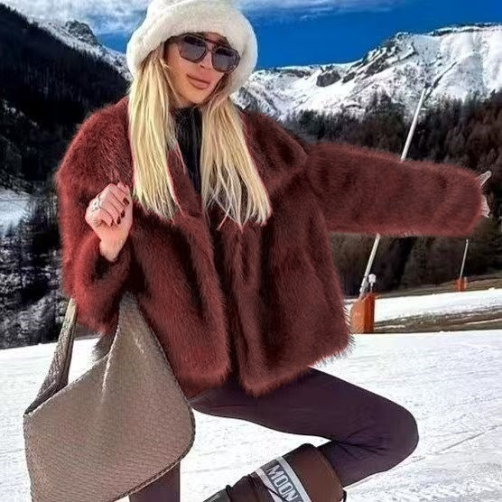 Faux Fur Coat Female Short Chic