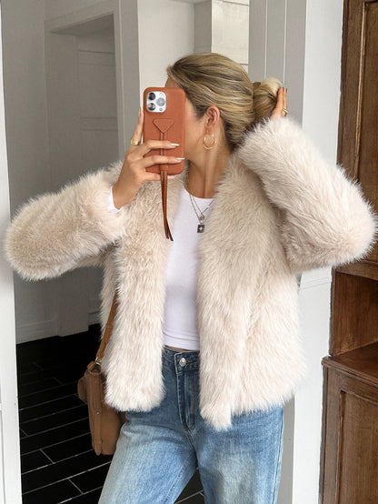 Fleece Long Sleeve Coat Women's Clothing