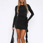 European And American Style New Solid Color Long Sleeve Dress