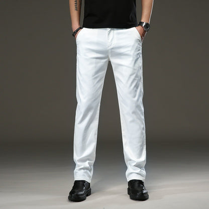Straight Slim Fit Elasticated Waist Trendy Wild Long Pants For Young Men