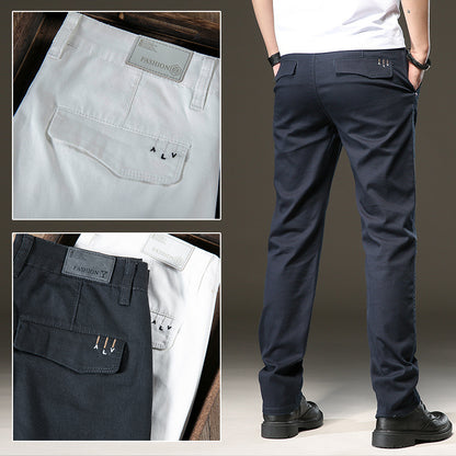 Straight Slim Fit Elasticated Waist Trendy Wild Long Pants For Young Men