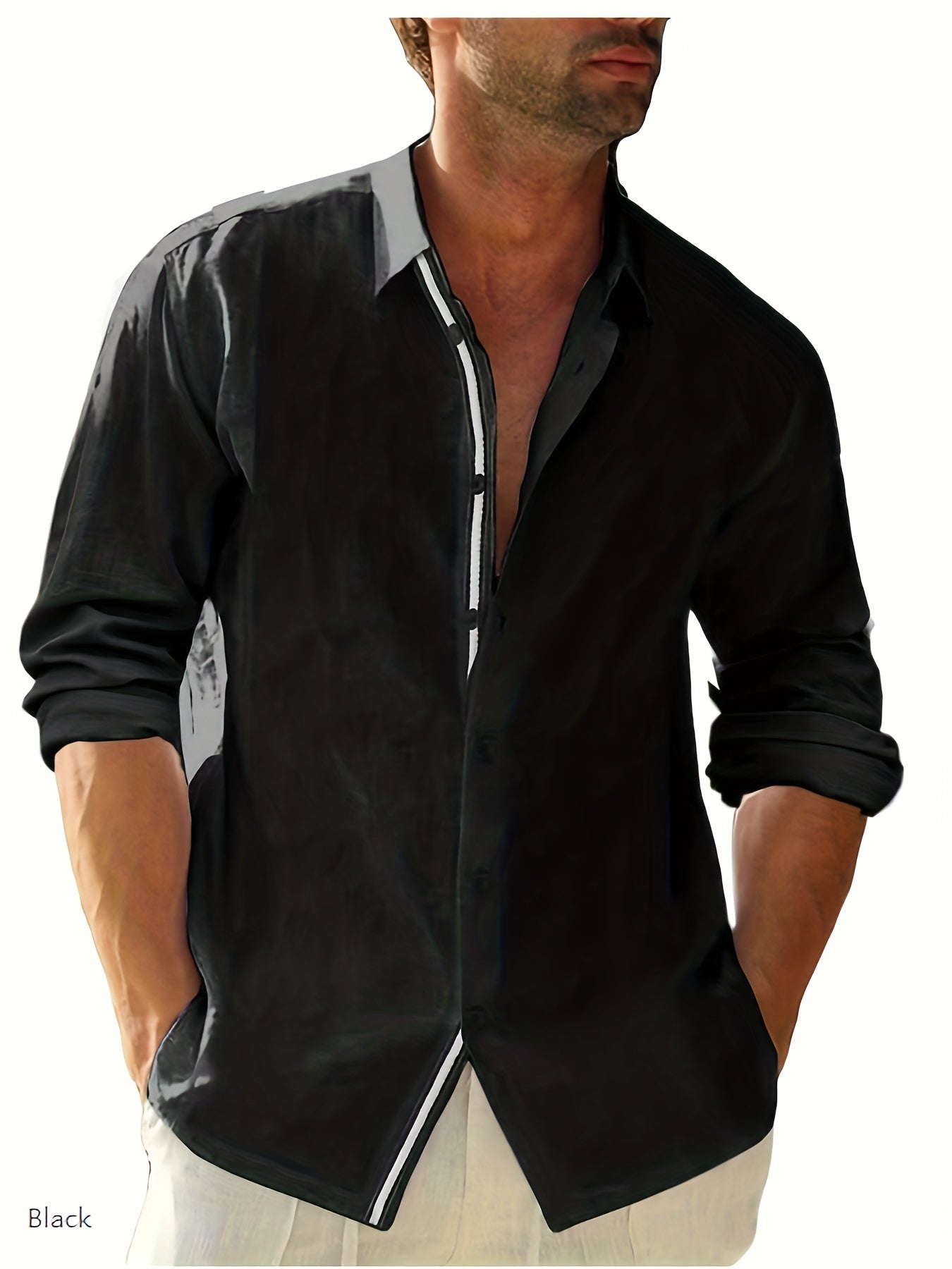 Loose Colored Lapel Long-sleeved Casual Men's Shirt For Teenagers