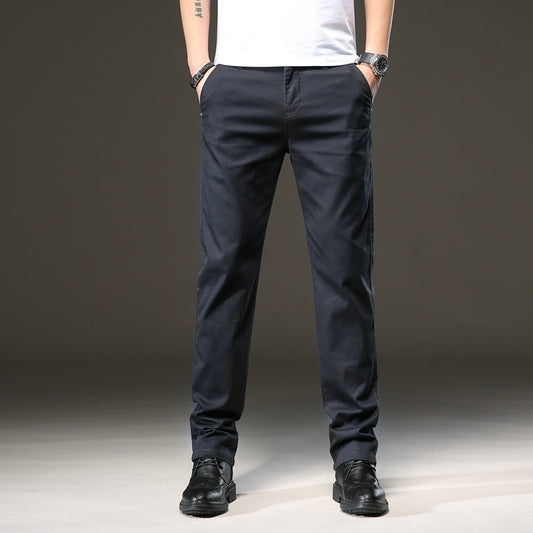 Straight Slim Fit Elasticated Waist Trendy Wild Long Pants For Young Men